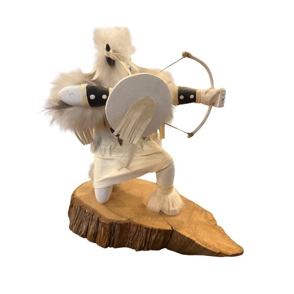 Vintage Vera Hudson Kachina Buffalo Warrior Handcrafted Figurine Sculpture White - Picture 8 of 12